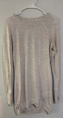 Athleta XS Heather Gray Modal Long Sleeve Dress Thumbholes Tulip Hem